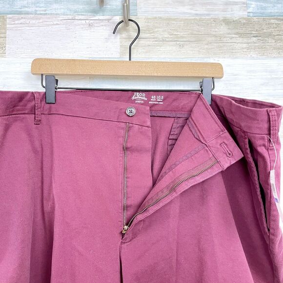 IZOD Saltwater Stretch Relaxed Chino Shorts Red 10.5" Inseam Men Big & Tall 48 - Picture 3 of 9